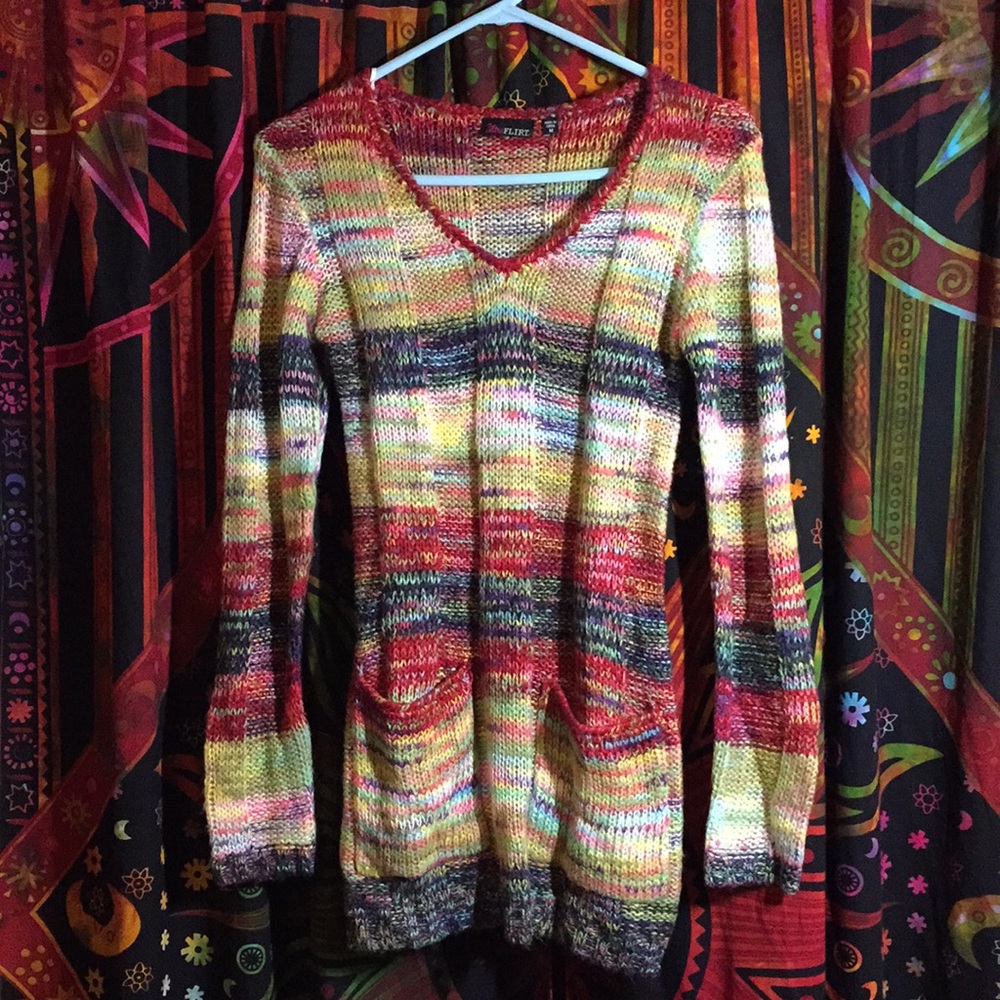 Colorful Sweater long with pockets